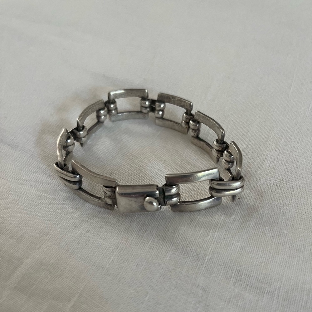 Sterling Silver Rectangle Chain Link Bracelet - image 3